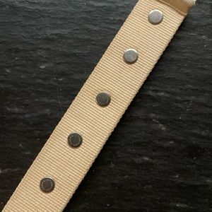 COPY - [PRADA] Cream Fabric Metal logo Snap Button down Belt